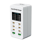 A8C 2 x USB-A と 6 x USB-C / Type-C ポート デスクトップデジタル表示マルチポート充電器、USプラグ、EUプラグ、UKプラグ、AUプラグ