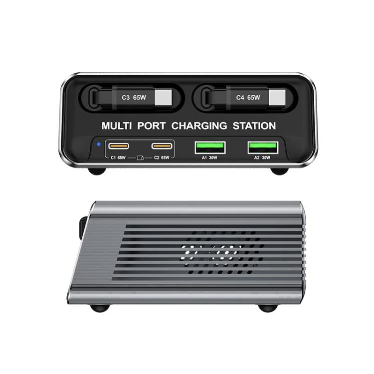 WXL-60C 6-in-1 デスクトップ多ポート充電ステーション 内蔵デュアル伸縮ケーブル, WXL-60C