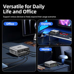 WXL-60C 6-in-1 デスクトップ多ポート充電ステーション 内蔵デュアル伸縮ケーブル, WXL-60C