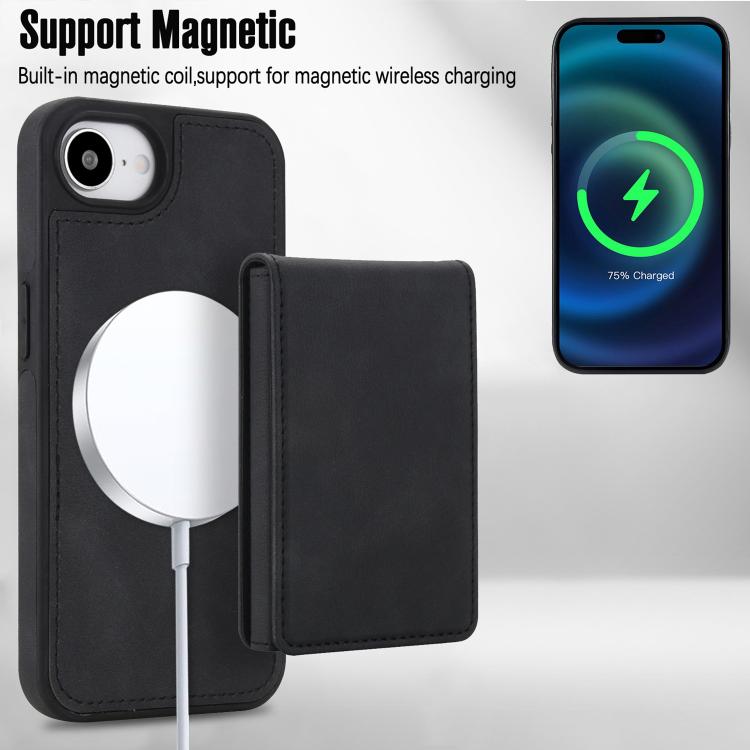レトロフェイクレザー着脱式スプリングカードバッグマグネットRFIDスマホケース、iPhone 17e / 16e用、iPhone 17 Pro Max用、iPhone 17 Pro用、iPhone 15 Plus用、iPhone 15用、iPhone 14 Plus用、iPhone 14 / 13用、iPhone 12 / 12 Pro用