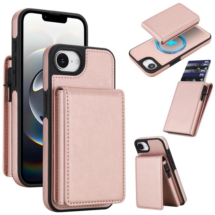 レトロフェイクレザー着脱式スプリングカードバッグマグネットRFIDスマホケース、iPhone 17e / 16e用、iPhone 17 Pro Max用、iPhone 17 Pro用、iPhone 15 Plus用、iPhone 15用、iPhone 14 Plus用、iPhone 14 / 13用、iPhone 12 / 12 Pro用