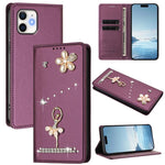 Ballet Girl Diamond Studded RFID Vegan Leather Phone Case, For iPhone 13 Pro, For iPhone 12 / 12 Pro, For iPhone 12 Pro Max, For iPhone 11 Pro Max, For iPhone 11, For iPhone 11 Pro