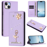 バレリーナダイヤモンドスタッズRFIDヴィーガンレザースマホケース、iPhone 16 Pro用、iPhone 16 Plus用、iPhone 16用、iPhone 15 Pro Max用、iPhone 15 Pro用、iPhone 15 Plus用