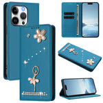 バレリーナダイヤモンドスタッズRFIDヴィーガンレザースマホケース、iPhone 16 Pro用、iPhone 16 Plus用、iPhone 16用、iPhone 15 Pro Max用、iPhone 15 Pro用、iPhone 15 Plus用