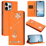 バレリーナダイヤモンドスタッズRFIDヴィーガンレザースマホケース、iPhone 16 Pro用、iPhone 16 Plus用、iPhone 16用、iPhone 15 Pro Max用、iPhone 15 Pro用、iPhone 15 Plus用