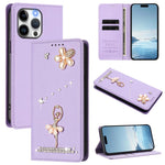 バレリーナダイヤモンドスタッズRFIDヴィーガンレザースマホケース、iPhone 16 Pro用、iPhone 16 Plus用、iPhone 16用、iPhone 15 Pro Max用、iPhone 15 Pro用、iPhone 15 Plus用