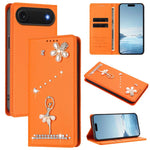 バレリーナダイヤモンドスタッズRFIDヴィーガンレザースマホケース、iPhone 17e / 16e用、iPhone 17 Pro Max用、iPhone 17 Pro用、iPhone 17用、iPhone Air用、iPhone 16 Pro Max用