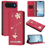 バレリーナダイヤモンドスタッズRFIDヴィーガンレザースマホケース、iPhone 17e / 16e用、iPhone 17 Pro Max用、iPhone 17 Pro用、iPhone 17用、iPhone Air用、iPhone 16 Pro Max用