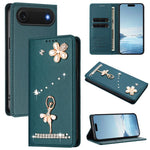 バレリーナダイヤモンドスタッズRFIDヴィーガンレザースマホケース、iPhone 17e / 16e用、iPhone 17 Pro Max用、iPhone 17 Pro用、iPhone 17用、iPhone Air用、iPhone 16 Pro Max用