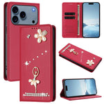 バレリーナダイヤモンドスタッズRFIDヴィーガンレザースマホケース、iPhone 17e / 16e用、iPhone 17 Pro Max用、iPhone 17 Pro用、iPhone 17用、iPhone Air用、iPhone 16 Pro Max用