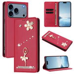 バレリーナダイヤモンドスタッズRFIDヴィーガンレザースマホケース、iPhone 17e / 16e用、iPhone 17 Pro Max用、iPhone 17 Pro用、iPhone 17用、iPhone Air用、iPhone 16 Pro Max用