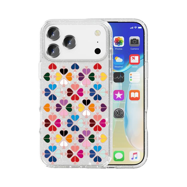 きらめくクリスタル赤いハート柄スマホケース、iPhone 17 Pro Max用、iPhone 17 Pro用