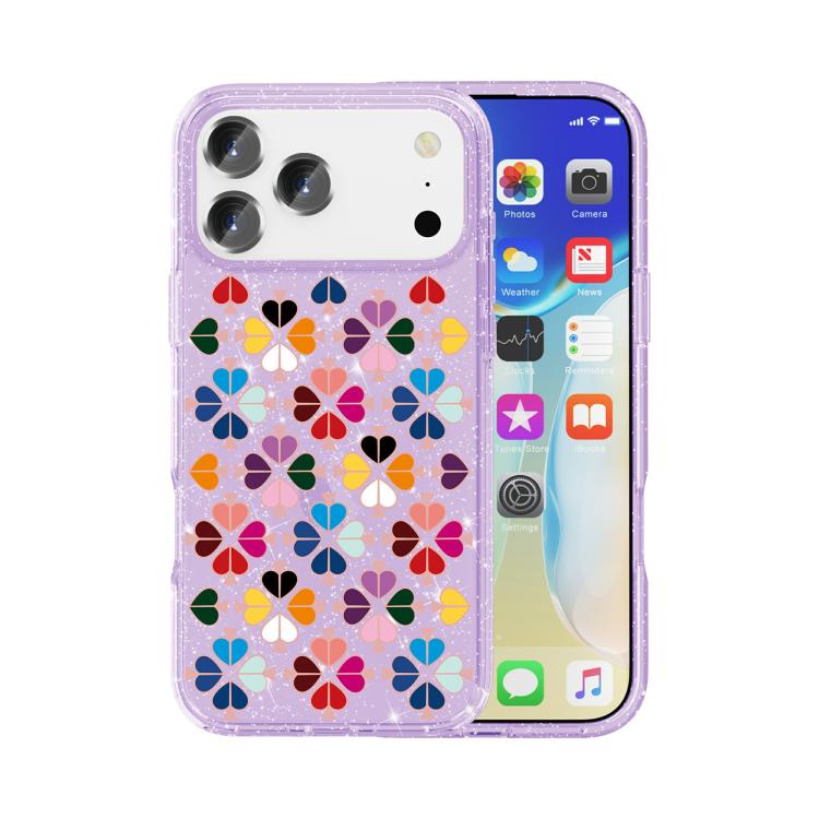 きらめくクリスタル赤いハート柄スマホケース、iPhone 17 Pro Max用、iPhone 17 Pro用