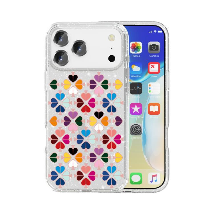 きらめくクリスタル赤いハート柄スマホケース、iPhone 17 Pro Max用、iPhone 17 Pro用