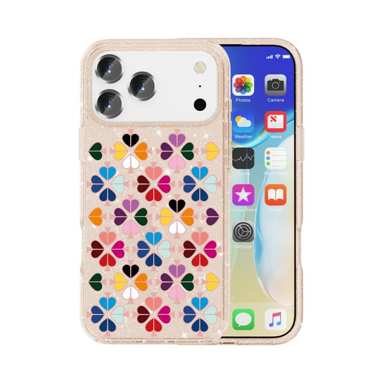 Glittering Crystal Red Heart Pattern Phone Case, For iPhone 18 Pro / 17 Pro, For iPhone 18 Pro Max / 17 Pro Max
