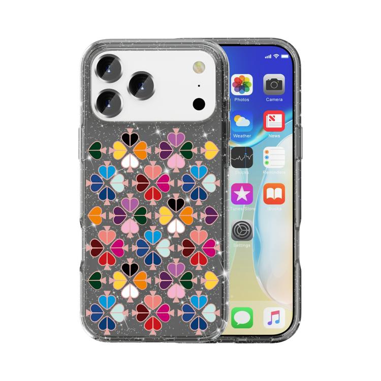 きらめくクリスタル赤いハート柄スマホケース、iPhone 17 Pro Max用、iPhone 17 Pro用