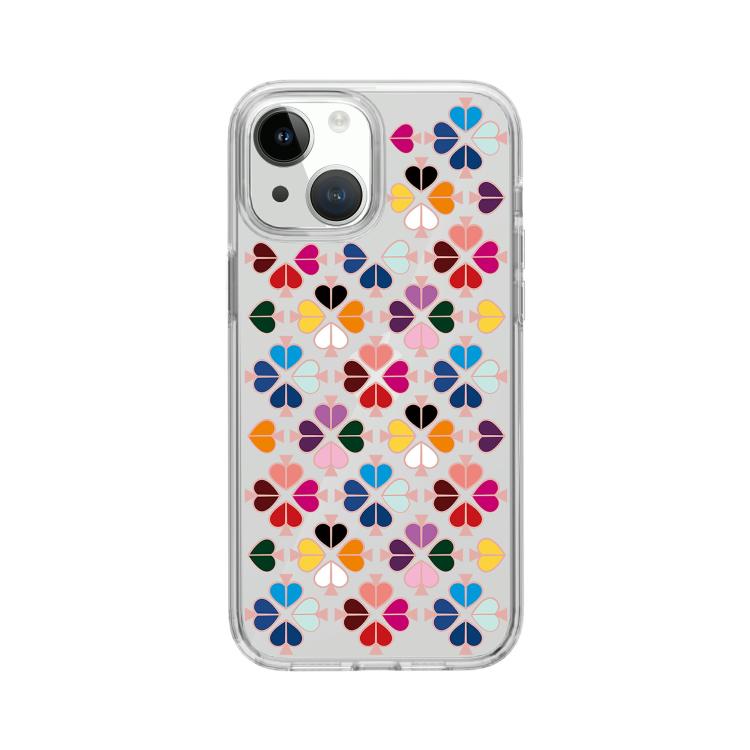 透明クリスタル赤いハート柄スマホケース、iPhone 13用
