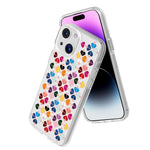 透明クリスタル赤いハート柄スマホケース、iPhone 13用