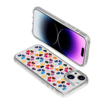 透明クリスタル赤いハート柄スマホケース、iPhone 13用