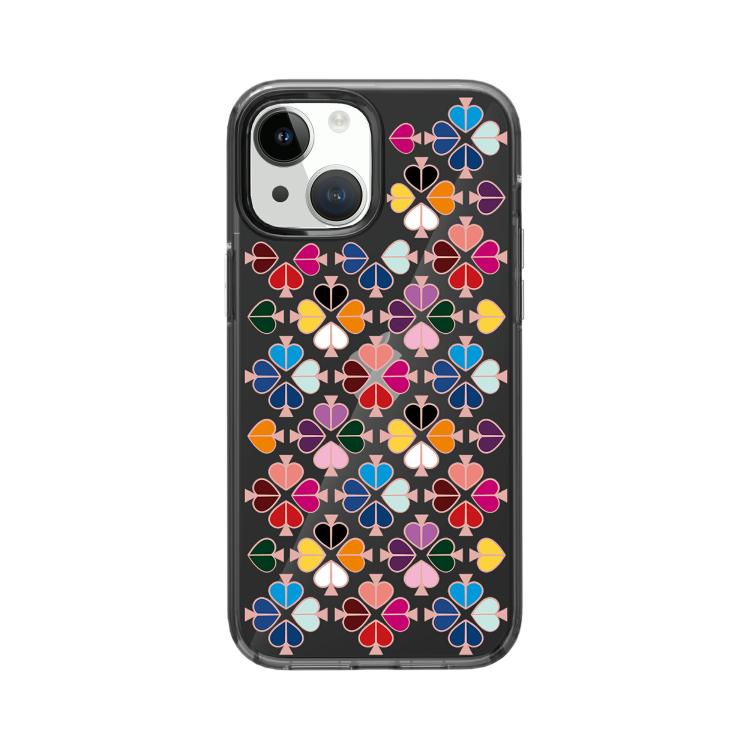 透明クリスタル赤いハート柄スマホケース、iPhone 13用