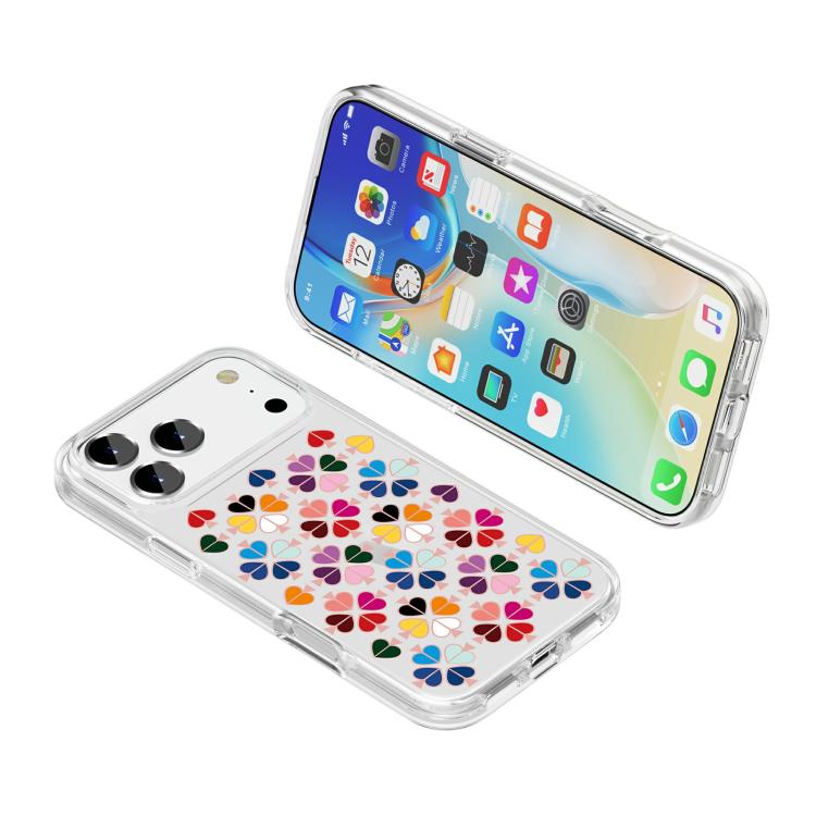 透明クリスタル赤いハート柄スマホケース、iPhone 17 Pro Max用、iPhone 17 Pro用