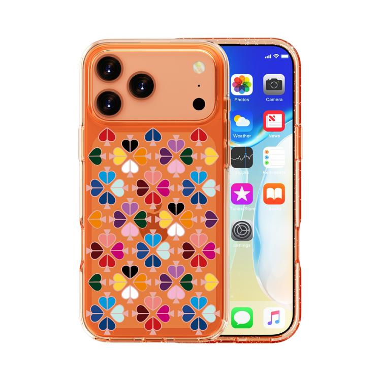 透明クリスタル赤いハート柄スマホケース、iPhone 17 Pro Max用、iPhone 17 Pro用