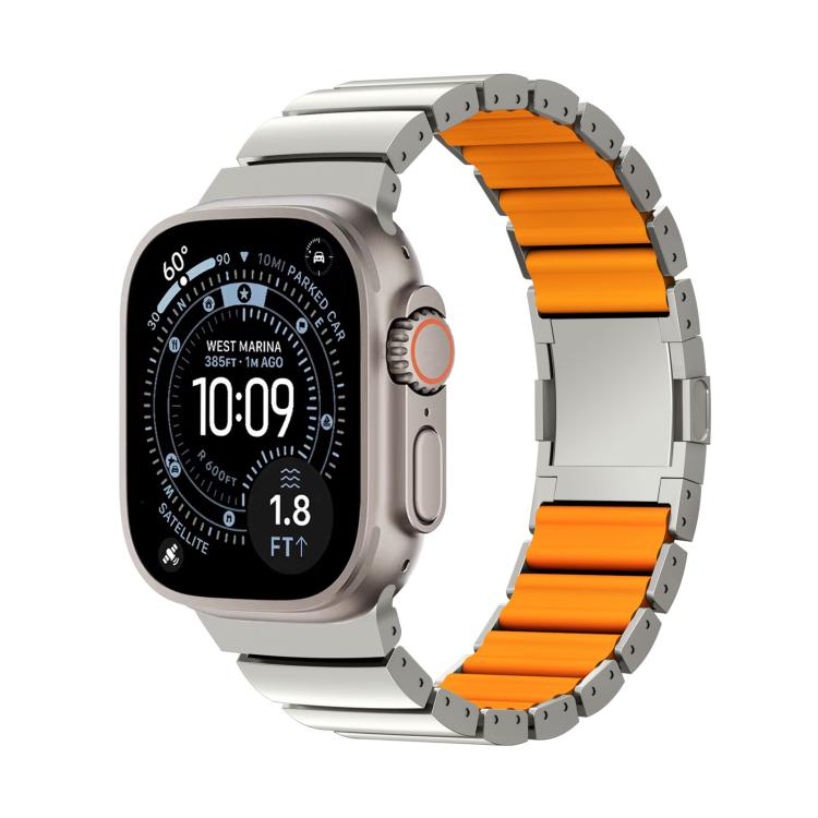 マグネットクラスプワンビーズシリコンチタン合金ウォッチバンド、Apple Watch 46mm / 49mm / 45mm / 44mm用、Apple Watch 42mm / 41mm / 40mm / 38mm用