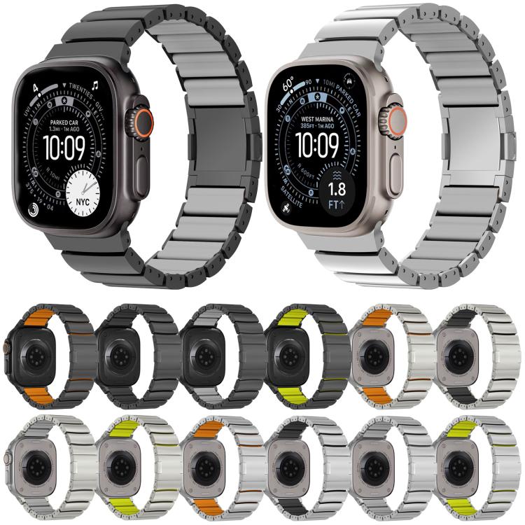 マグネットクラスプワンビーズシリコンチタン合金ウォッチバンド、Apple Watch 46mm / 49mm / 45mm / 44mm用、Apple Watch 42mm / 41mm / 40mm / 38mm用