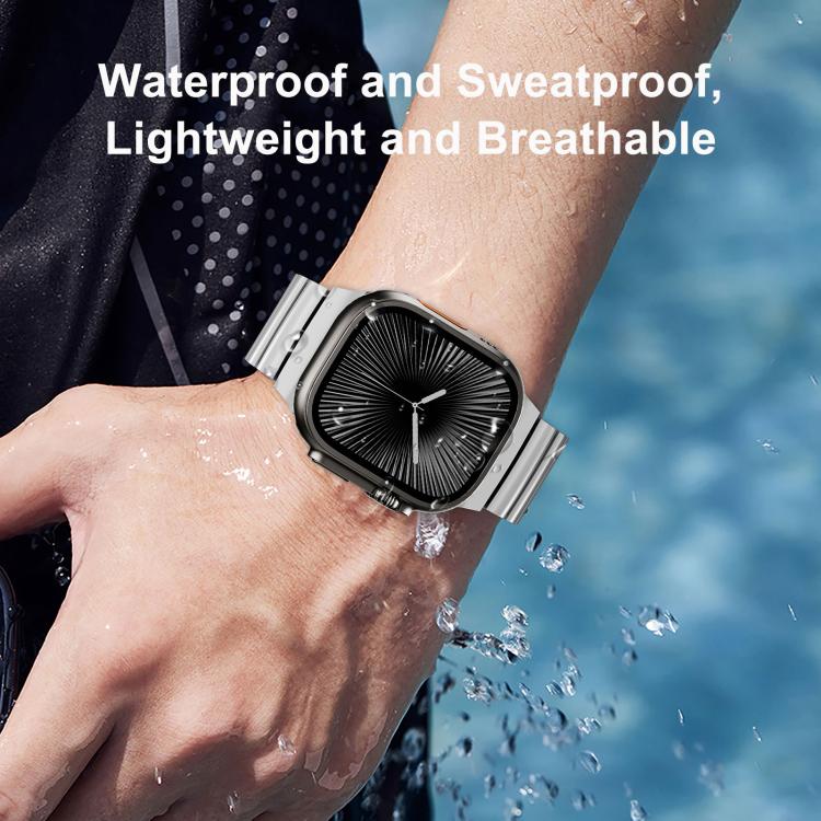 マグネットクラスプワンビーズシリコンチタン合金ウォッチバンド、Apple Watch 46mm / 49mm / 45mm / 44mm用、Apple Watch 42mm / 41mm / 40mm / 38mm用