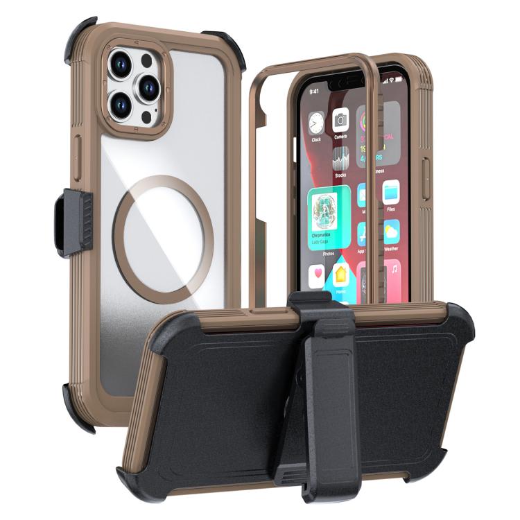 Acrylic Full Coverage Magnetic Phone Case with Back Clip, For iPhone 12 Pro Max