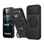 ShellGodマグネット回転ホルダー レンズシールドPC TPUハイブリッドスマホケース、iPhone 17 Pro Max用、iPhone 17 Pro用