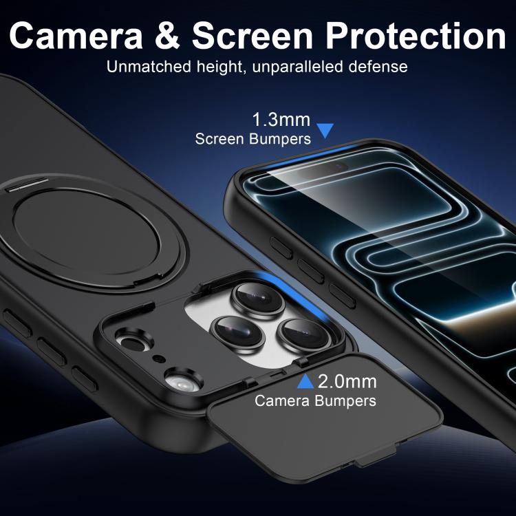 ShellGod Magnetic Rotation Holder Lens Shield PC TPU Hybrid Phone Case, For iPhone 18 Pro / 17 Pro, For iPhone 18 Pro Max / 17 Pro Max