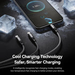 ROCK RCB0790 1.2m 3-in-1 USB to 8ピン + Type-C + マイクロUSB メタル編組充電ケーブル, RCB0790