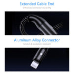 ROCK RCB0790 1.2m 3-in-1 USB to 8ピン + Type-C + マイクロUSB メタル編組充電ケーブル, RCB0790