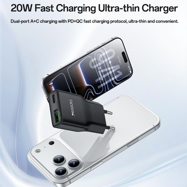 Yesido YC112 超薄型 20W デュアルポート PD QC急速充電器, YC112