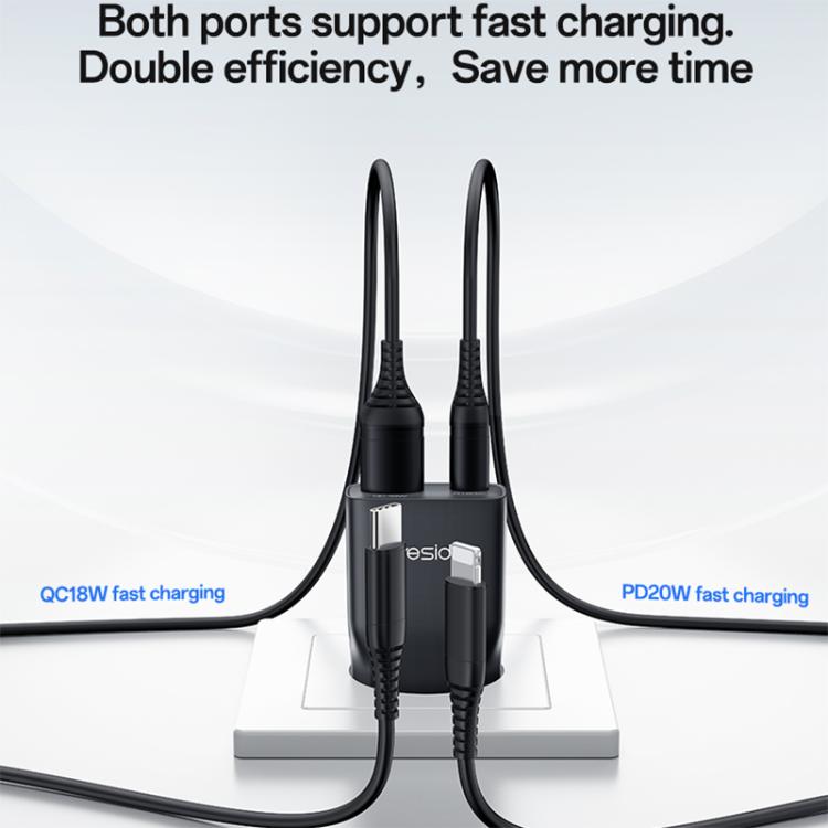 Yesido YC112 超薄型 20W デュアルポート PD QC急速充電器, YC112