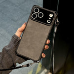 細穴フェイクレザー衝撃吸収スマホケース クロスボディPUストラップ付き、iPhone 17 Pro Max用、iPhone 17 Pro用