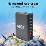 600W USB-C / Type-C & USB-A 8ポート高出力GaNデスクトップ急速充電器 EUプラグ、USプラグ、UKプラグ、AUプラグ
