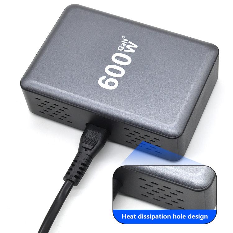 600W USB-C / Type-C & USB-A 8ポート高出力GaNデスクトップ急速充電器 EUプラグ、USプラグ、UKプラグ、AUプラグ