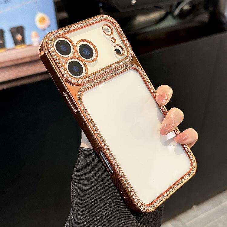 電気めっきPCハイブリッドTPUラインストーンスマホケース、iPhone 17 Pro Max用、iPhone 17 Pro用