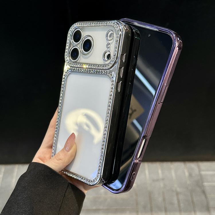 電気めっきPCハイブリッドTPUラインストーンスマホケース、iPhone 17 Pro Max用、iPhone 17 Pro用