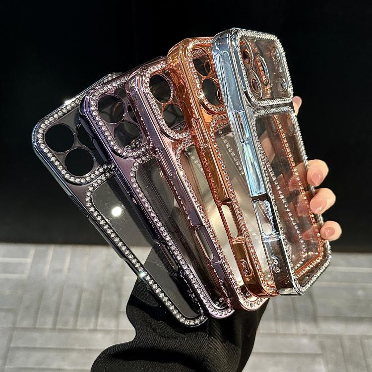 電気めっきPCハイブリッドTPUラインストーンスマホケース、iPhone 17 Pro Max用、iPhone 17 Pro用