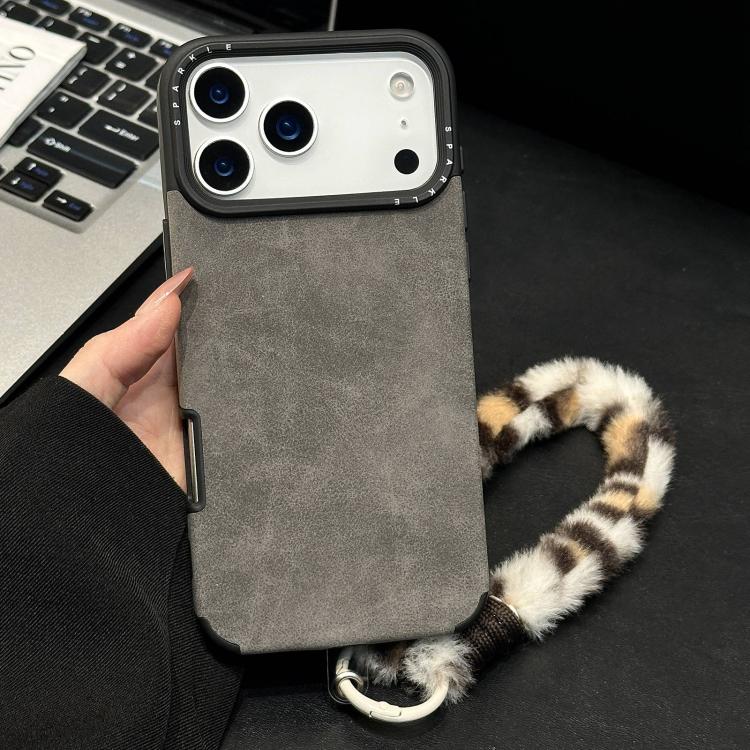フェイクスエード生地TPUスマホケース スクリーンプリントのウサギぬいぐるみロープ付き、iPhone 17 Pro Max用、iPhone 17 Pro用、iPhone 17用、iPhone 16 Pro Max用、iPhone 16 Pro用、iPhone 16用、iPhone 15 Pro Max用、iPhone 15 Pro用
