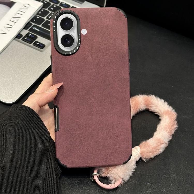 フェイクスエード生地TPUスマホケース スクリーンプリントのウサギぬいぐるみロープ付き、iPhone 17 Pro Max用、iPhone 17 Pro用、iPhone 17用、iPhone 16 Pro Max用、iPhone 16 Pro用、iPhone 16用、iPhone 15 Pro Max用、iPhone 15 Pro用
