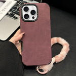 フェイクスエード生地TPUスマホケース スクリーンプリントのウサギぬいぐるみロープ付き、iPhone 17 Pro Max用、iPhone 17 Pro用、iPhone 17用、iPhone 16 Pro Max用、iPhone 16 Pro用、iPhone 16用、iPhone 15 Pro Max用、iPhone 15 Pro用