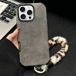 フェイクスエード生地TPUスマホケース スクリーンプリントのウサギぬいぐるみロープ付き、iPhone 17 Pro Max用、iPhone 17 Pro用、iPhone 17用、iPhone 16 Pro Max用、iPhone 16 Pro用、iPhone 16用、iPhone 15 Pro Max用、iPhone 15 Pro用