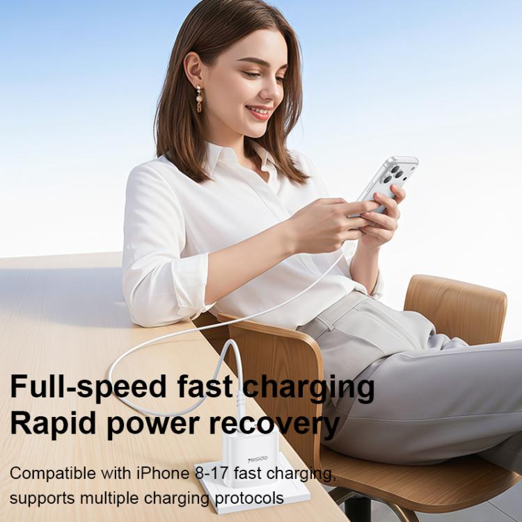 Yesido YC19U PD20W USB-C / Type-CとQC18W USB-Aデュアルポート充電器セット Type-CからType-Cケーブル付き、YC19U
