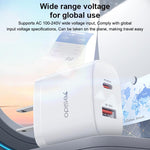 Yesido YC19U PD20W USB-C / Type-CとQC18W USB-Aデュアルポート充電器セット Type-CからType-Cケーブル付き、YC19U