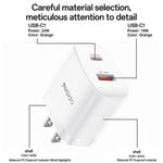 Yesido YC19U PD20W USB-C / Type-CとQC18W USB-Aデュアルポート充電器セット Type-CからType-Cケーブル付き、YC19U
