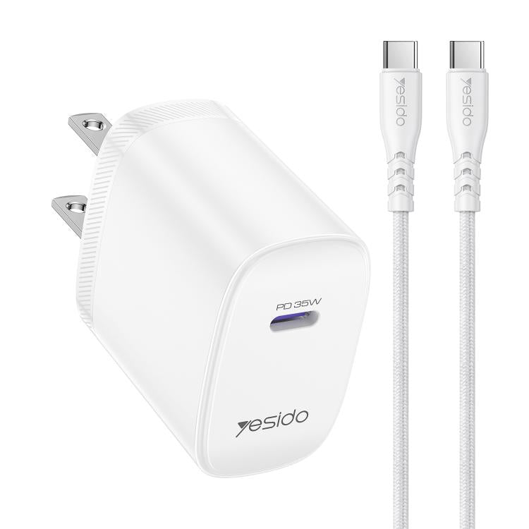 Yesido YC20U PD35W USB-C / Type-Cシングルポート急速充電器セット Type-CからType-Cケーブル付き、YC20U